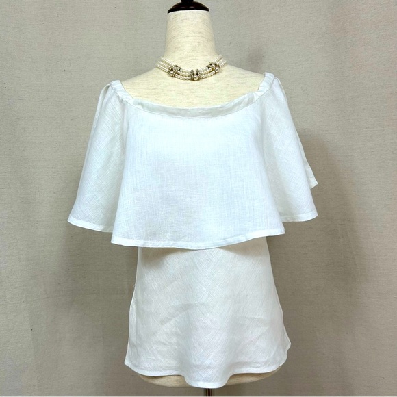 Yves Saint Laurent Vintage White Linen Top - Picture 1 of 6